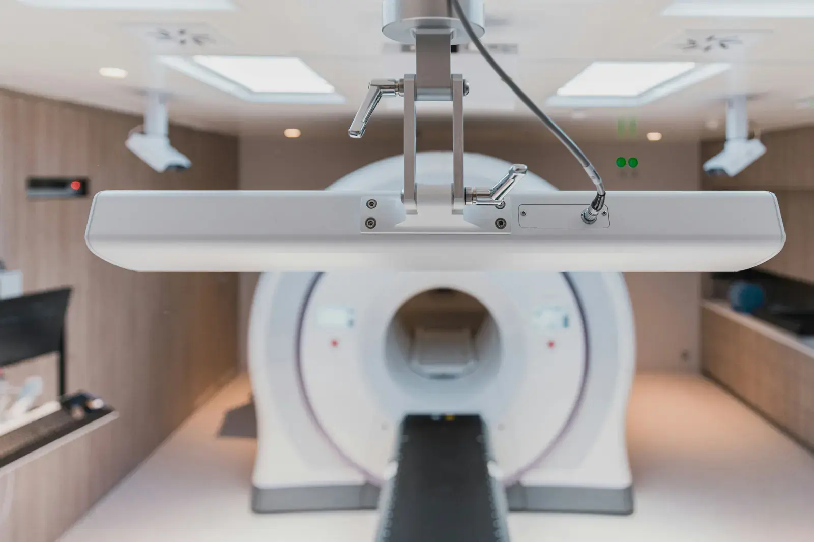 An MRI scanner in a hospital imaging room